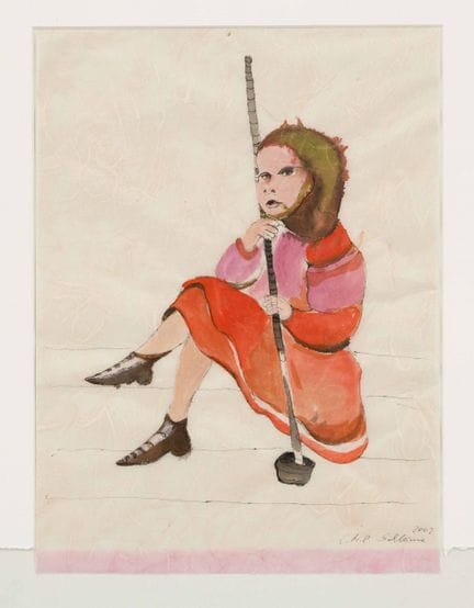 Cornelia Schleime (*1953), s.t. (ragazza seduta), 