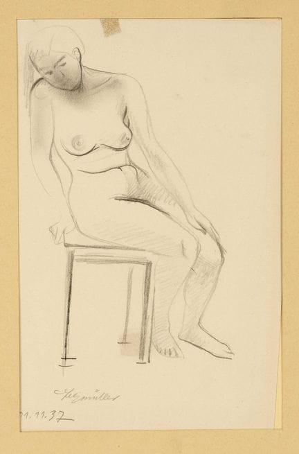 Conrad Felixmüller (1897-1977), Ragazza nuda sedut