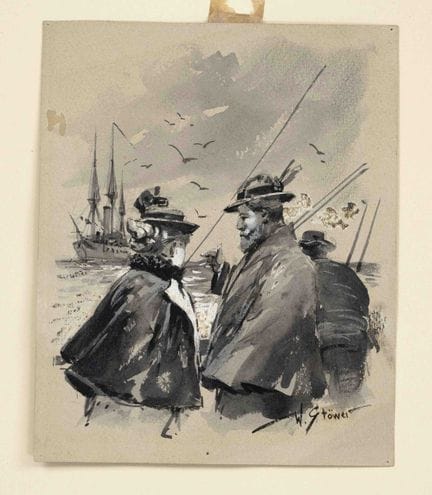 Willy Stöwer (1864-1931), drei Personen beobachten