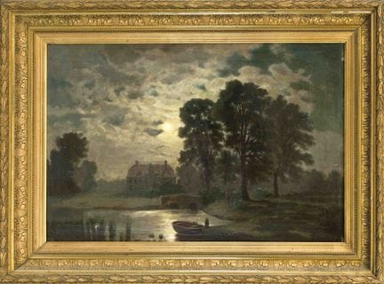 Julius Schönrock (1835-1878), paesaggio notturno c