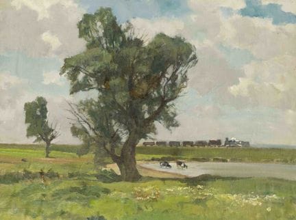 Carl Kayser-Eichberg (1873-1964), Paesaggio con fe