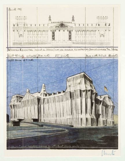 Christo (1935-2020), “Wrapped Reichstag”, stampa o