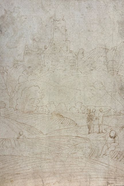 Domenichino (attribué à)
Paysage vallonné avec vil