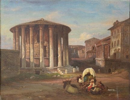 Vue du Forum Boarium avec le temple d'Hercule le V