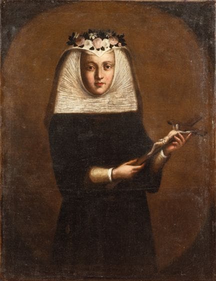Portrait d’une religieuse avec un crucifix et une 
