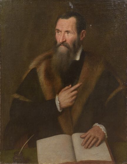 Portrait d'un gentilhomme avec un livre et un encr