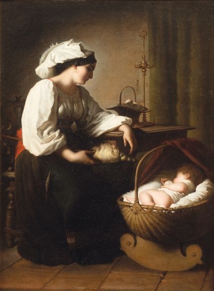 Giuseppe Mazzolini (attribué à)
Maternité   huile 