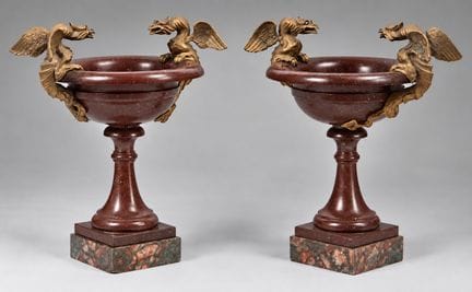 Paar Schalen aus rotem italienischem Porphyr, Gran