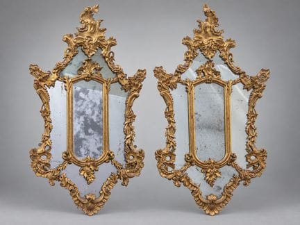 Paire de miroirs de Venise, style Louis XV, milieu