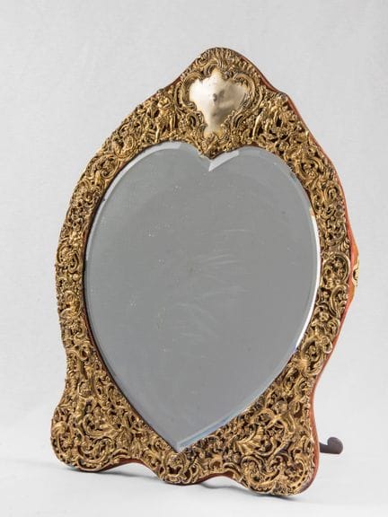 Miroir de table en argent vermeil des Pays-Bas, mi