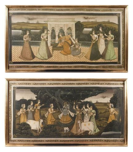 Pair of Indian silk paintings
20th century, unmark