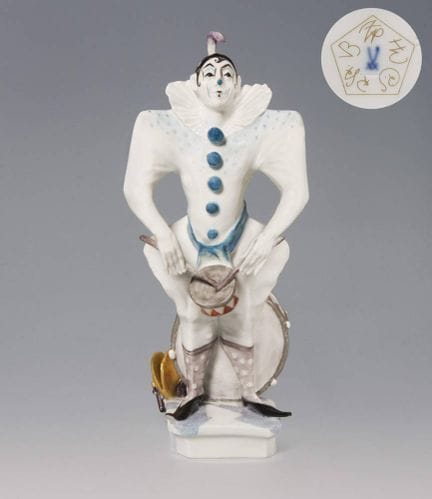 Meissen, « Clown avec tambour » avec marque spécia