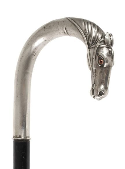 Canne en argent
vers 1920, argent poinçonné d’un c