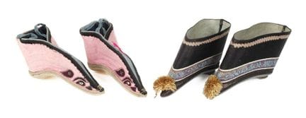 Two pairs of lotus shoes
probably early 20th centu