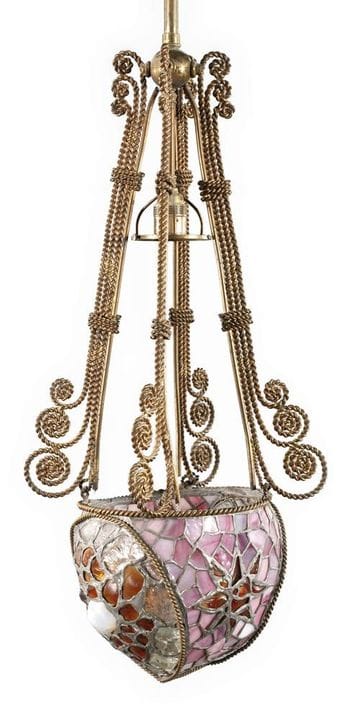 Art Nouveau lead-glass lamp
Early 20th century, un
