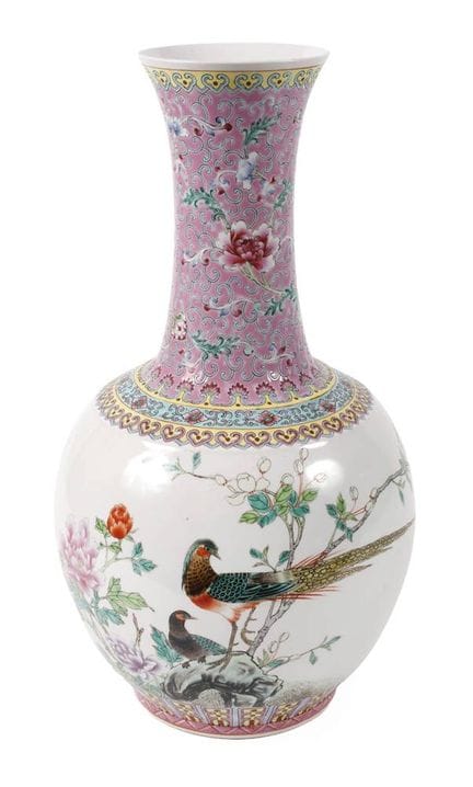 Famille rose floor vase
20th century, marked on th