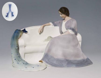 Meissen, groupe de figurines Art nouveau « Dame au