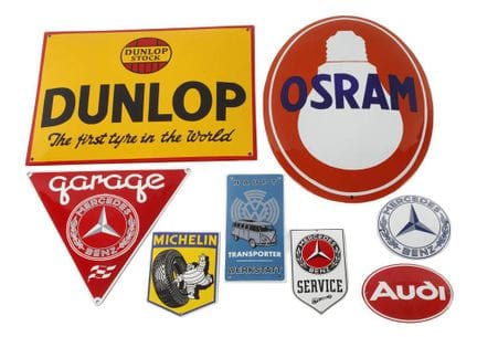 Collection of enamelled signs
modern, eight pieces