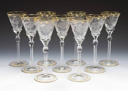 9 verres à pied, Ludwig Moser &amp; Söhne, Karlsba