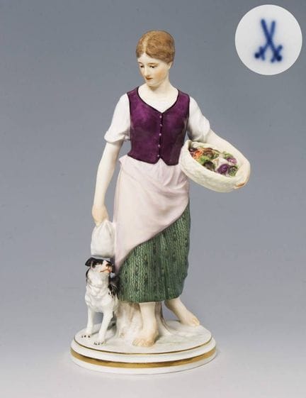 Meissen, figurine Art nouveau « Jeune paysanne ave