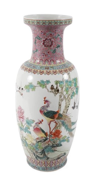 Famille rose floor vase
20th century, marked on th