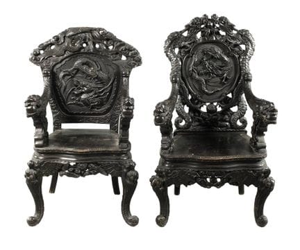 Two magnificent armchairs
China, 19th century, har