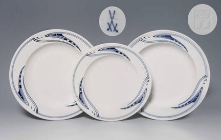 Meissen, 3 assiettes Art nouveau d'Henry van de Ve
