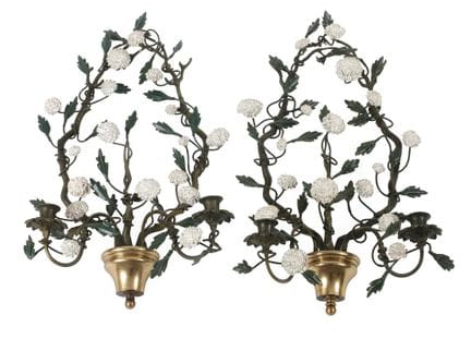 Pair of floral wall sconces
Late 19th century, del