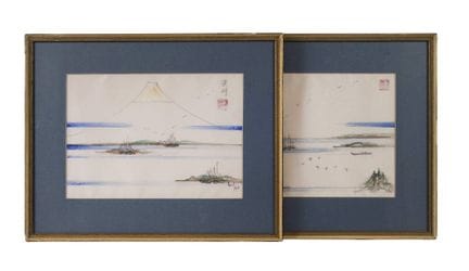 Two silk paintings
20th century, signed and stampe