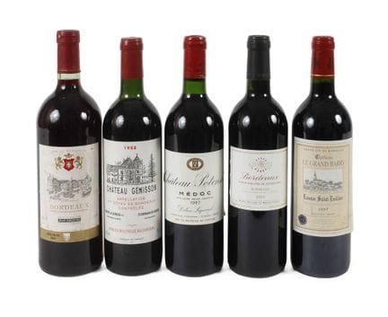 五瓶红酒
法国产，其中包括1988年份的吉尼松酒庄（Château Génisson）、 1987年