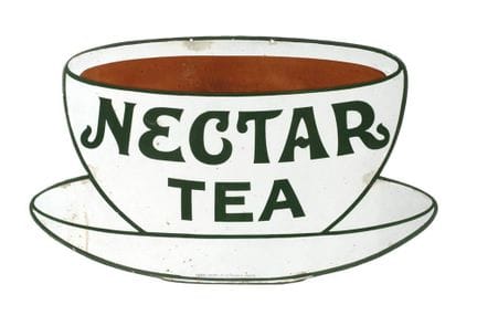 Nectar Tea enamel sign
circa 1930, marked Patent E