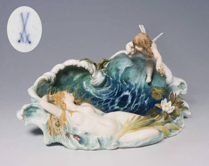Meissen, coupe Art nouveau « Nymphe sur une vague 