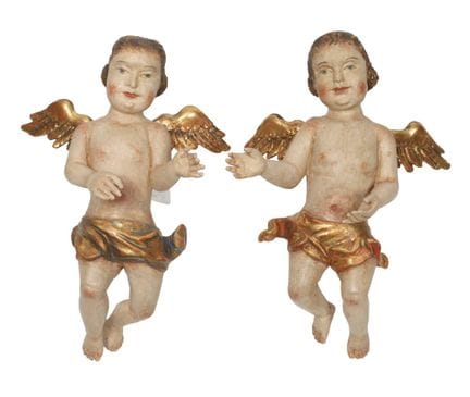Pair of carved angels
18th century, carved hardwoo