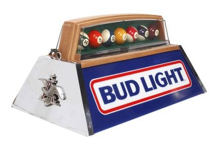 Bud Light pool table lamp
1980s, classic promotion