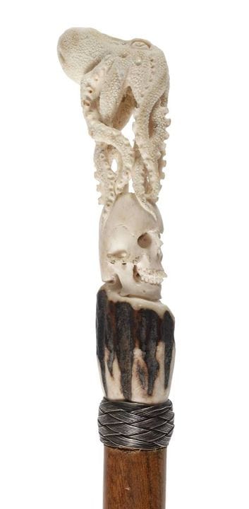 Memento Mori walking stick
modern, unmarked, carve