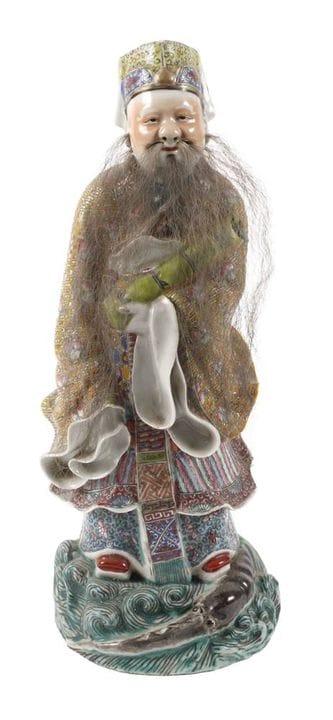 Large porcelain figurine of Luxing
China, early 20