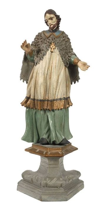 Saint Nepomuk 
XIXe siècle, bois sculpté, apprêt à