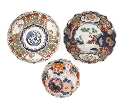 Three decorative plates
Late 19th century, unmarke