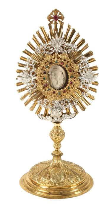 Delicate Baroque rayed monstrance 
probably Italia