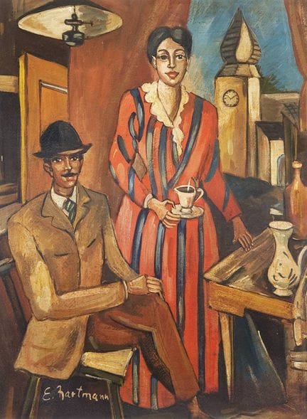 Peintre de genre du XXe siècle « Jeune couple dans