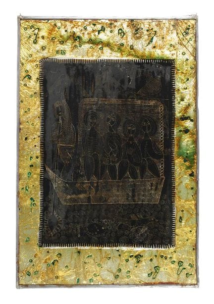 Painting on glass
20th century, unsigned, tall rec
