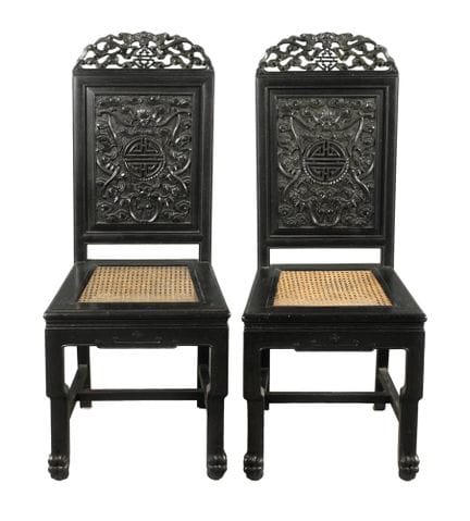 Pair of parlour chairs
circa 1900, unmarked, dark-