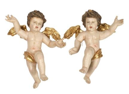 Pair of floating angels
18th century, carved from 