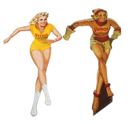Two ‘Veedol-Frau’ signs
1950s/1970s, no manufactur