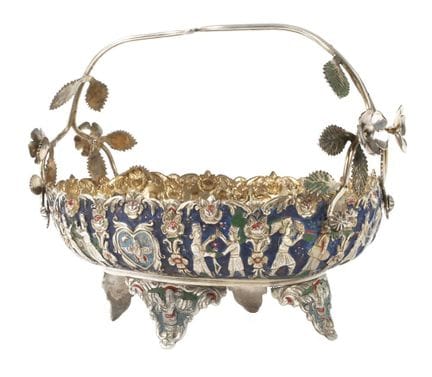 Persian bowl with handles
20th century, silver and