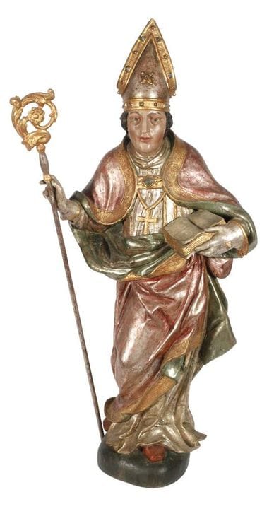 Statue sculptée d'un saint
XIXe siècle, marquée « 