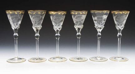 6 verres à pied, Ludwig Moser &amp; Fils, Karlsbad