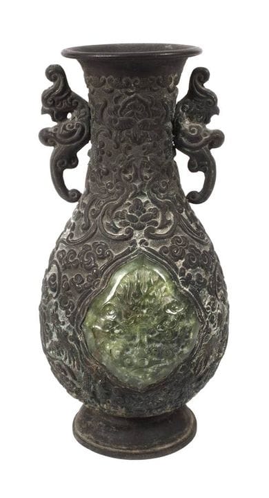 Bronze vase
circa 1900, with an embossed mark on t