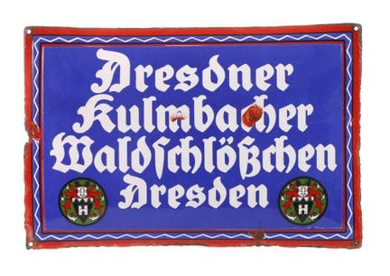 Enamel sign from the Dresdner Waldschlösschen Brew