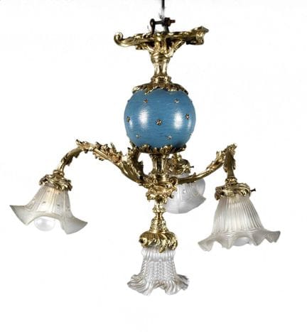 Ceiling lamp, France
circa 1900, fire-gilded bronz